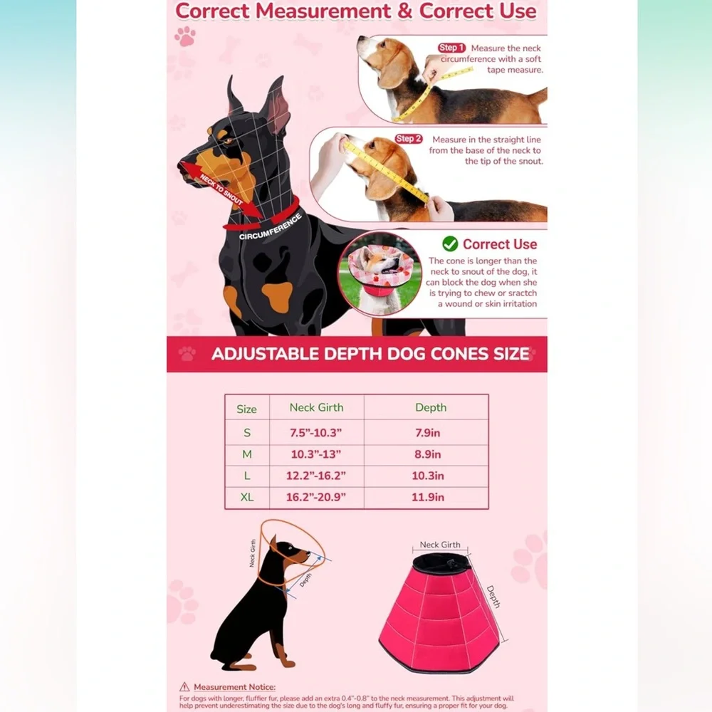 Soft Recovery Cone for Dogs Strawberry and Cherry Print Size Medium